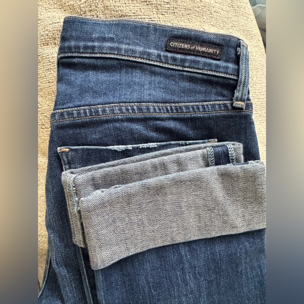 Citizens Of Humanity Dark Blue Cropped Straight Leg Jeans - Picture 6 of 6